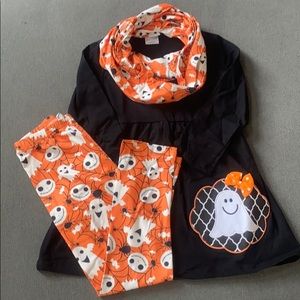 NWOT Halloween Dress, Leggings, Infinity Scarf Set